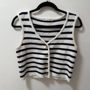 Abercrombie & Fitch Striped Knit Button Up Vest